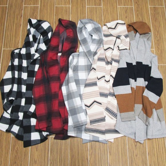 Mix Stripe Open Front Hooded Coatigan - Picture 7 of 7